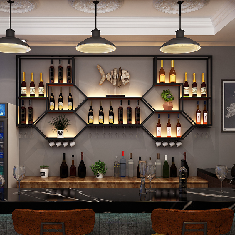 Home Bar Shelf - Rak Logam Lemari Anggur Ruang Tamu