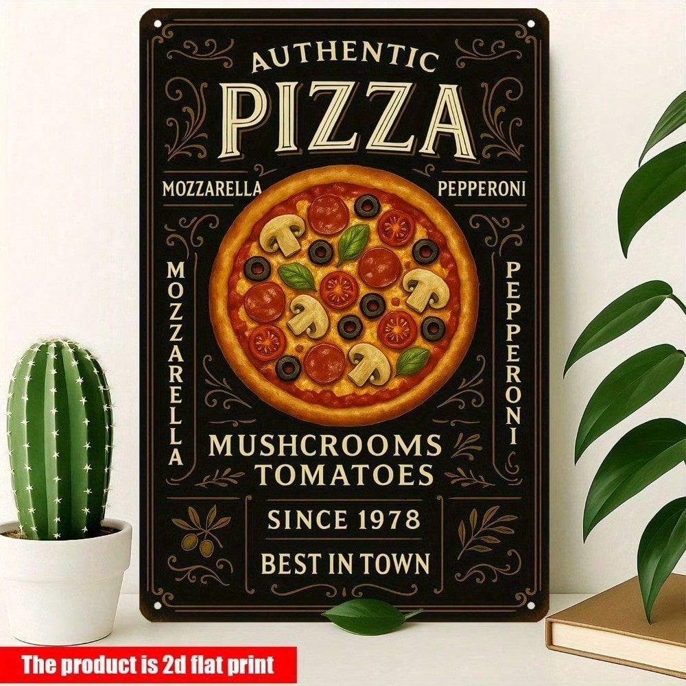 Home Bar And Kitchen - Papan Logam Vintage Pizzeria - Dekorasi