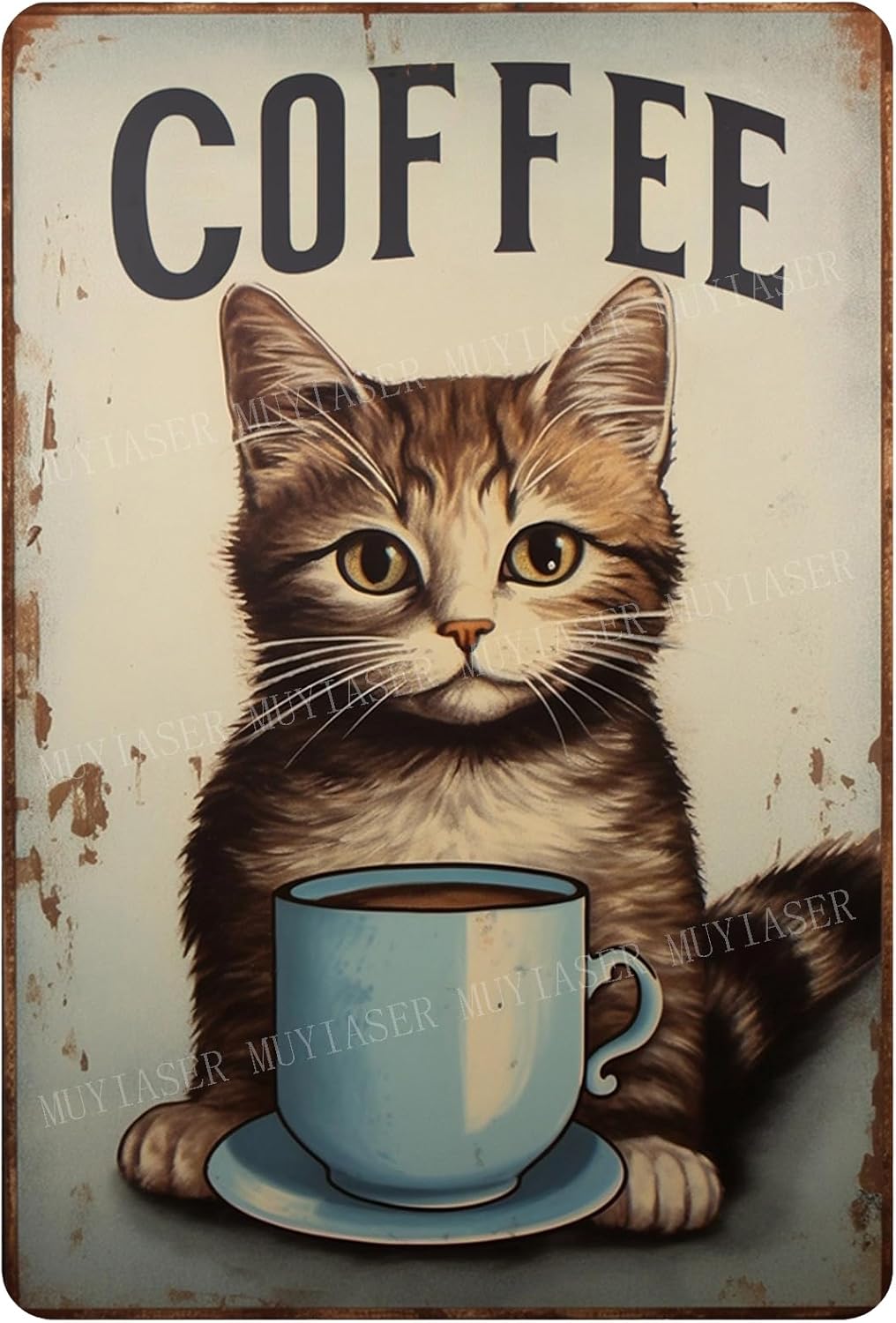 Papan Tanda Logam Kucing Kopi  - Home Bar And Coffee ulasan dan harga